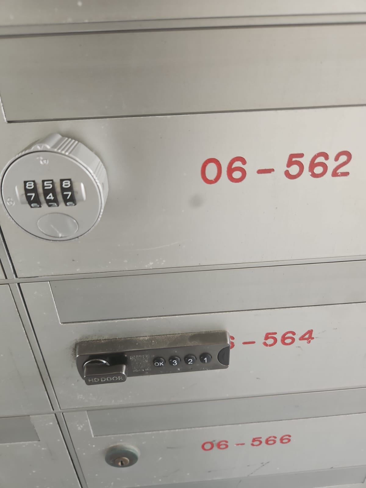 Condominium mailbox with a new combination lock installed